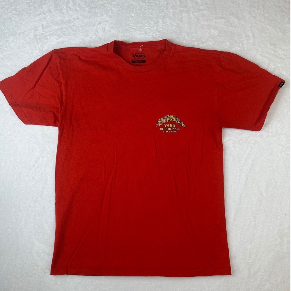 Vans Cold Ones T Shirt Mens Medium Red Grim Reaper Graphic Short Sleeve Cotton